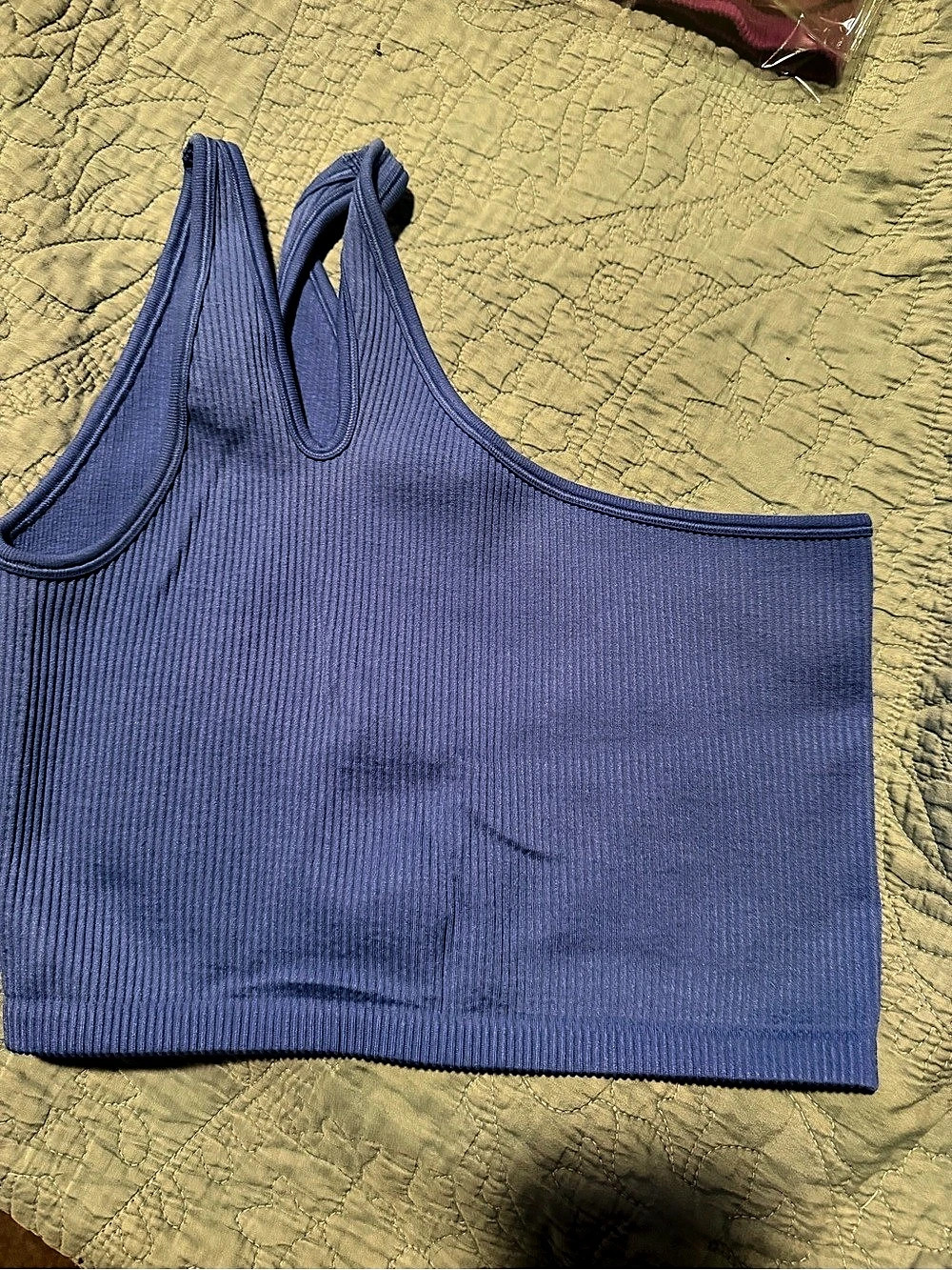 Offline by Aerie Real Me XTRA One Shoulder Tank Top Blue Medium